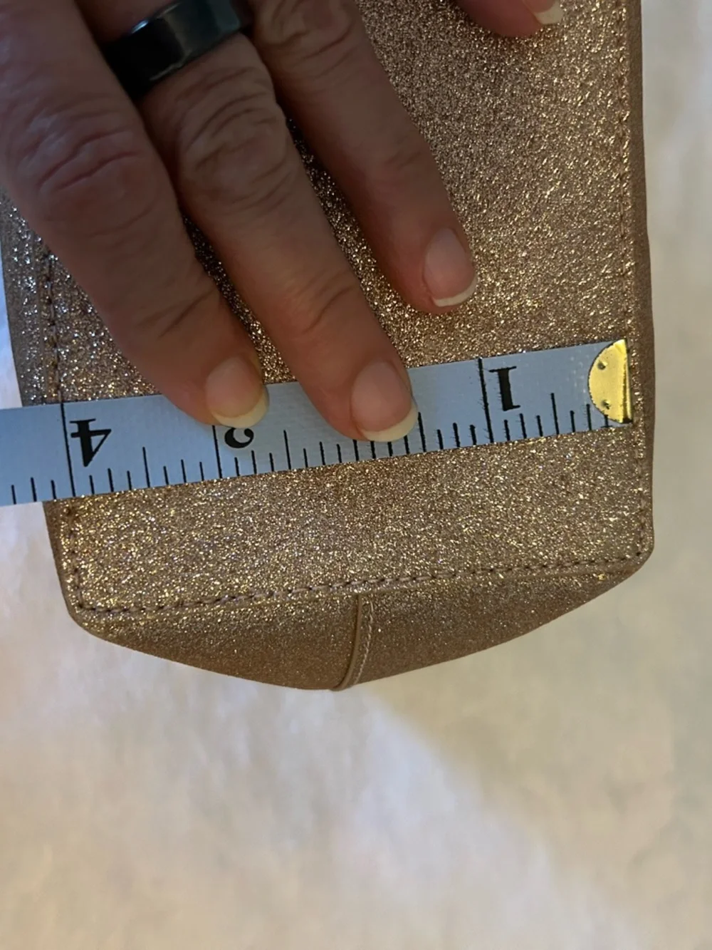 kate spade Glitter Tote in Metallic Rose with Pink Handles
